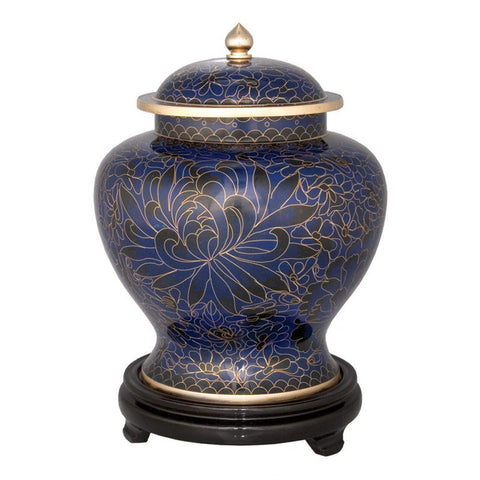 Royal Blue Cloisonne Cremation Urn