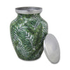 Small Enamel Finished Metal Alloy Cremation Urn - Bamboo Leaves