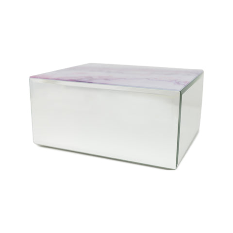 Modern Pink Marbled Glass Cremation Urn Box - Large