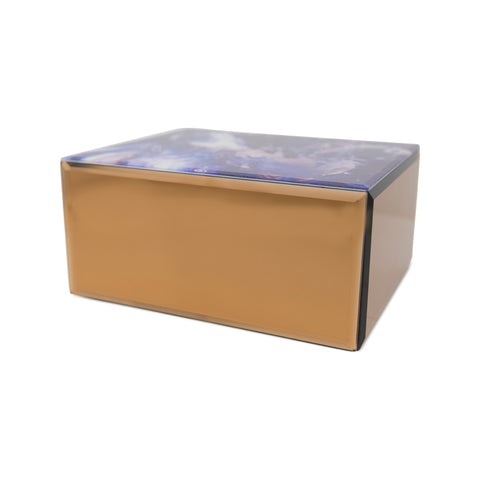 Modern Blue Galaxy Glass Cremation Urn Box - Large