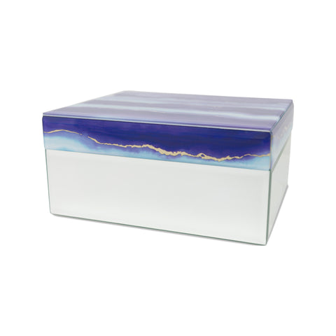 Modern Twilight Clouds Glass Cremation Urn Box - Large