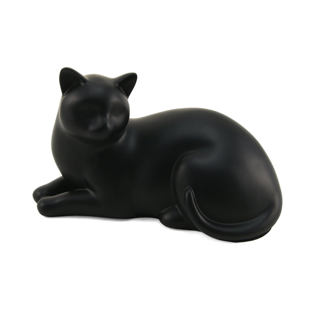 Cozy Cat Cremation Urn in Black - Cat Figurine Urn