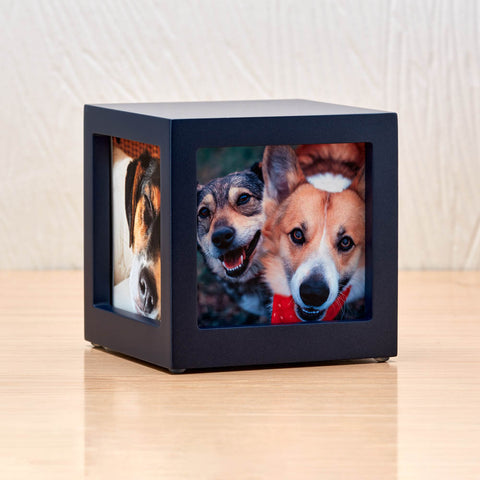 Navy Photo Cube Cremation Urn - Extra Small