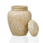 Elliptical Alluvium Marble Cremation Urn - Large detail image showing lid closure.