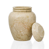 Elliptical Alluvium Marble Cremation Urn - Large detail image showing lid closure.