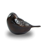Small bronze songbird keepsake urn for ashes with intricately detailed feathers, will be perfect memorials for your loved ones.