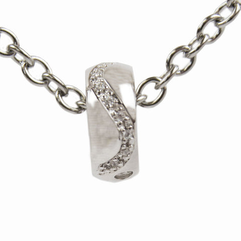 Diamond Cremation Bead Charm - Sterling Silver