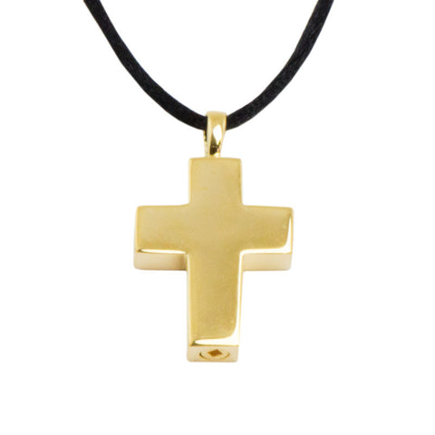 Gold Cross Cremation Urn Pendant