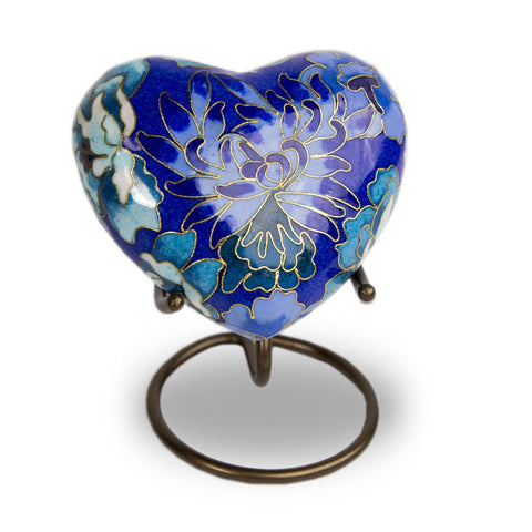 Cloisonne Blue Cremation Keepsake Heart