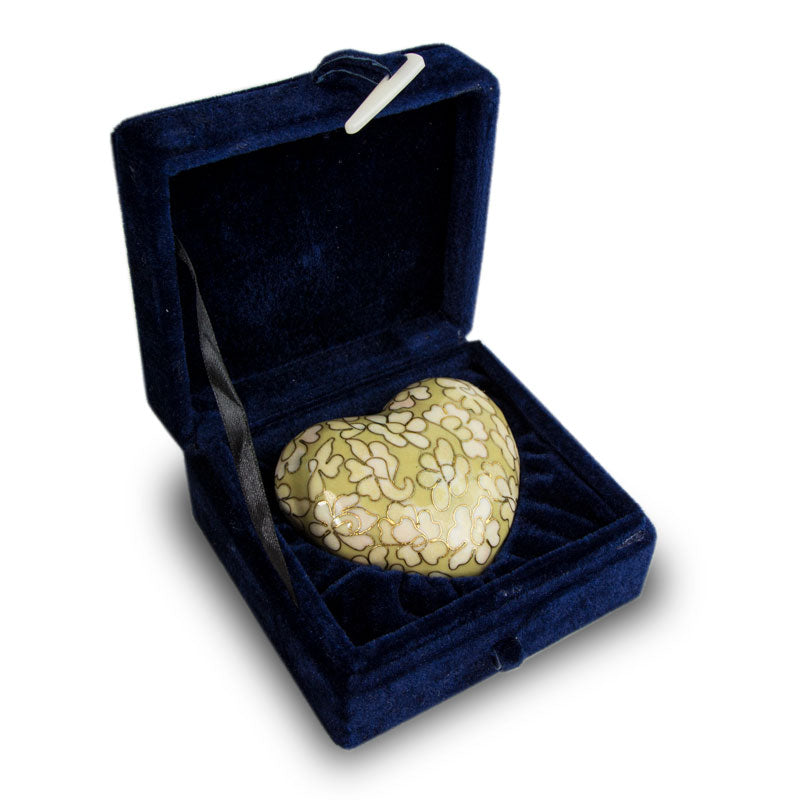 Cloisonne Opal Cremation Keepsake Heart
