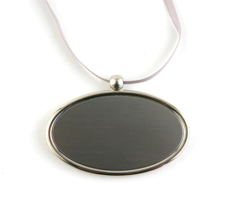 Silver Oval Pendant with Engraving