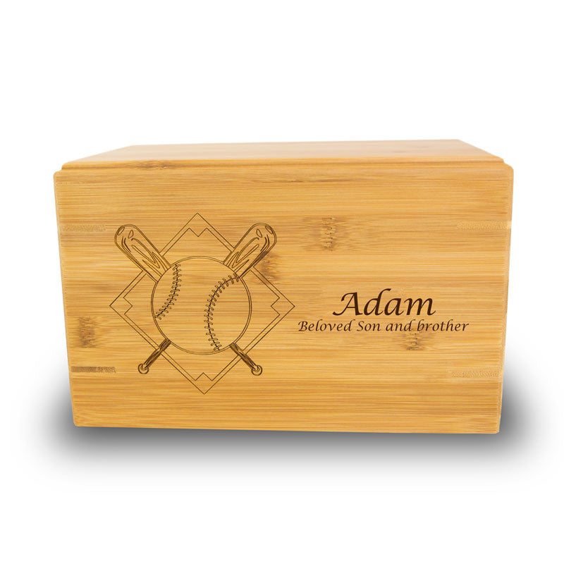 Baseball Cremation Urn - Bamboo Box