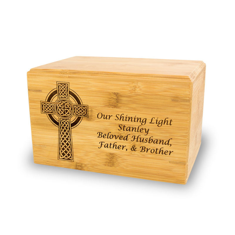 Celtic Cross Bamboo Cremation Urn