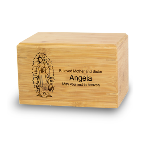 Our Lady of Guadalupe Bamboo Cremation Urn