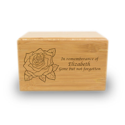 Gentle Rose Cremation Urn - Bamboo Box