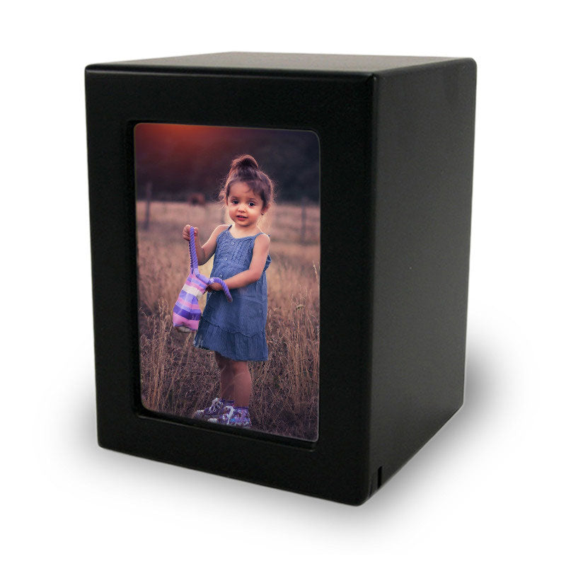 Child Cremation Photo Urn - Black MDF