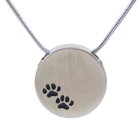 Paw Prints Cremation Necklace In Pewter