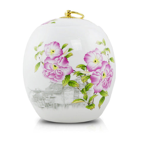 Ceramic Cremation Urn - Peonies