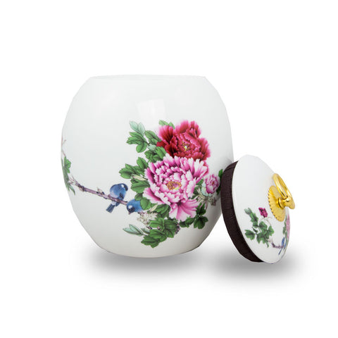 Pink Peony Ceramic Cremation Urn - Small