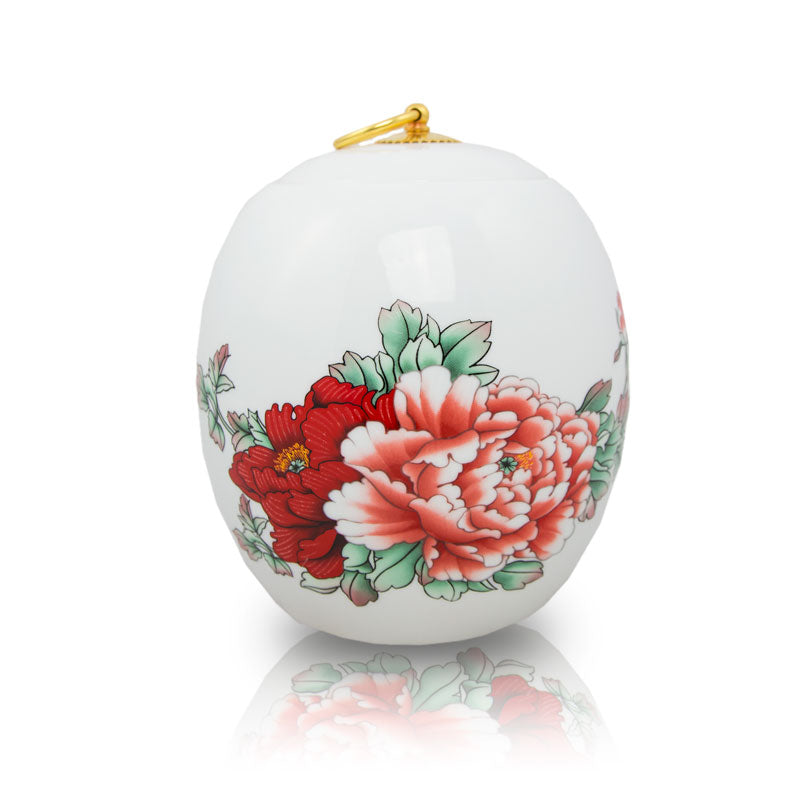 Red Peony Ceramic Cremation Urn - Medium