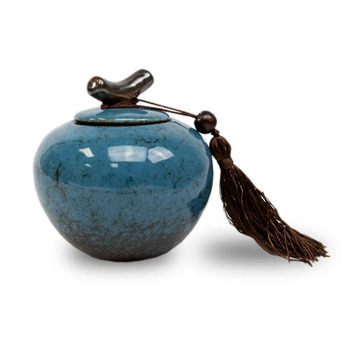 Turquoise Blue Ceramic Keepsake Urn