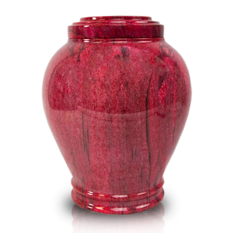 Vibrant Red Marble Cremation Urn