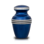 Dark Blue Banded Cremation Urn - Small Keepsake Urn