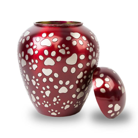 Paws of Love Pet Urn in Red