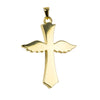 Cross with Angel Wings Cremation Necklace - Gold Vermeil