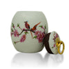 Extra Small Ceramic Cremation Urn - Floral Lovebirds