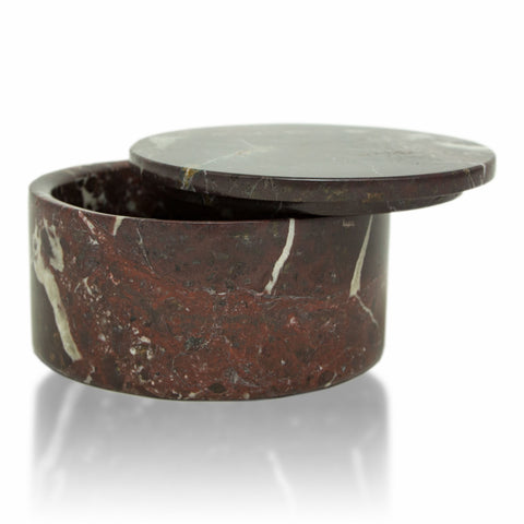 Red Marble Cremation Urn Circular Keepsake Box - Small