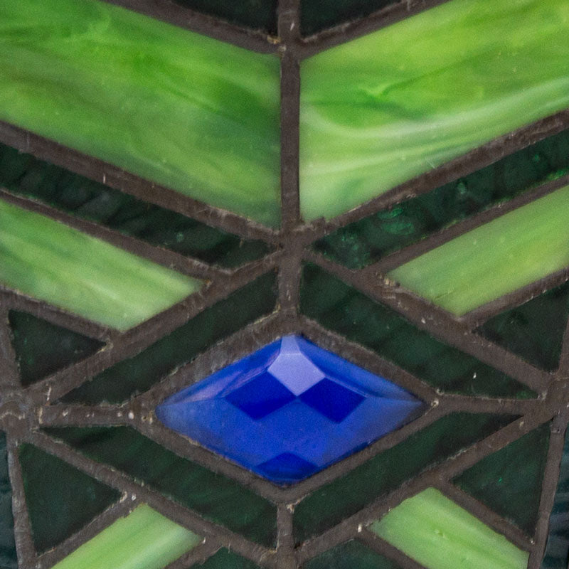 Emerald Mission Style Stained Glass Cremation Urn - Medium