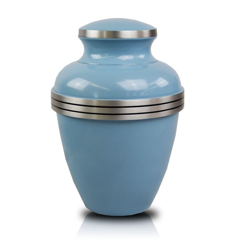 Light Blue Banded Cremation Urn