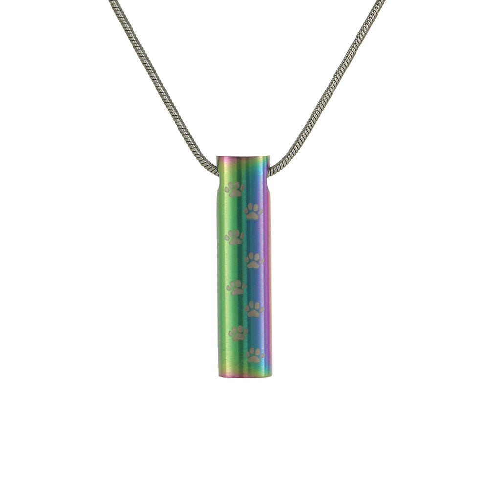 Paw Print Cremation Necklace - Rainbow