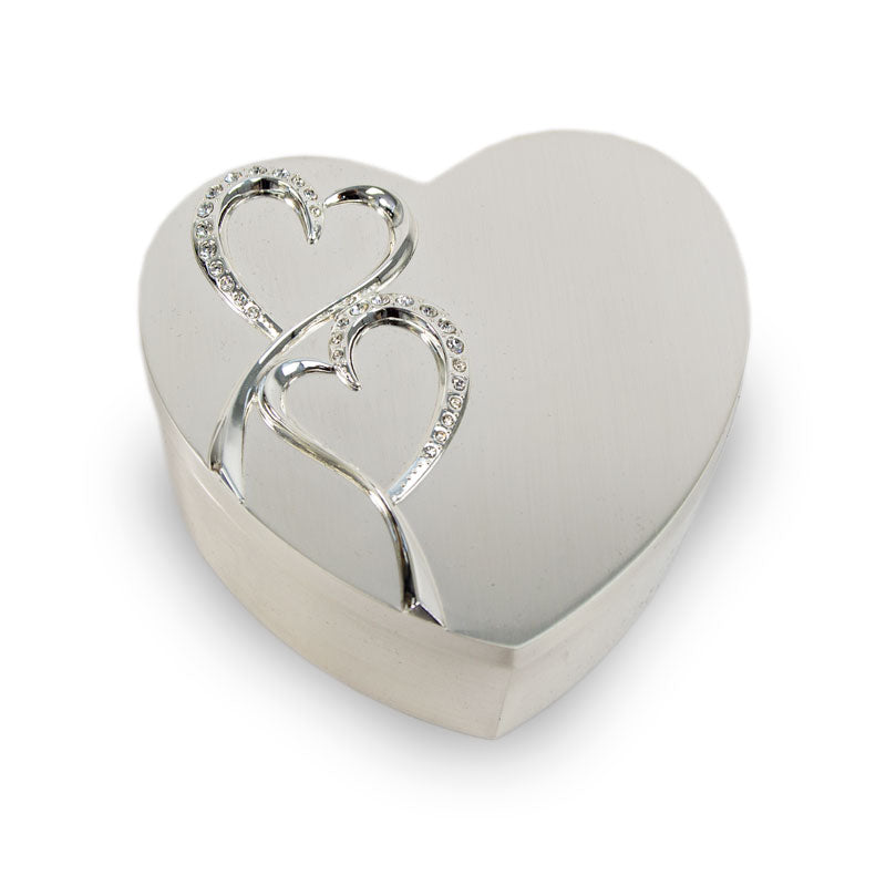 Hearts Combined Silver Keepsake Box | OneWorld Memorials