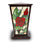 Red rose stained glass urn for cremation ashes with intricately cut glass pieces and a deep brown resin body main image.