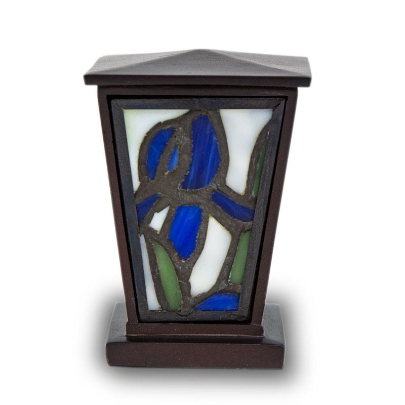 Blue Iris Stained Glass Cremation Keepsake