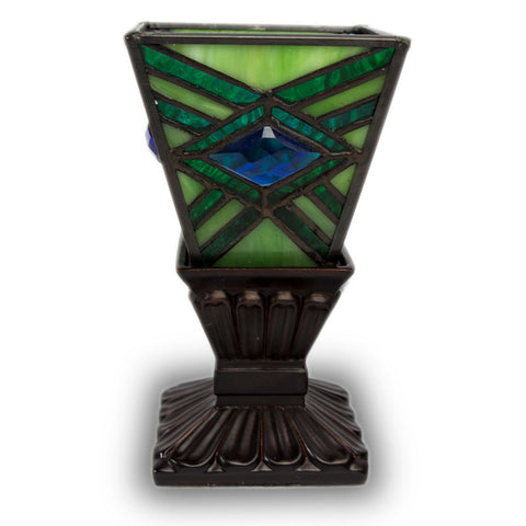 Emerald Mission Style Stained Glass Memory Lamp