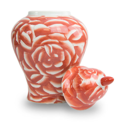 Coral Rose Temple Ceramic Urn