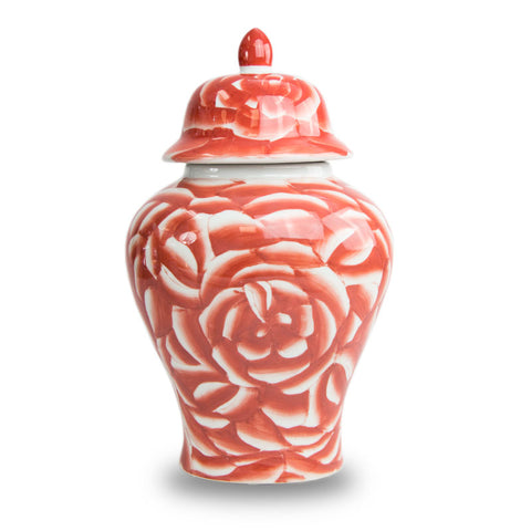 Coral Rose Temple Ceramic Urn