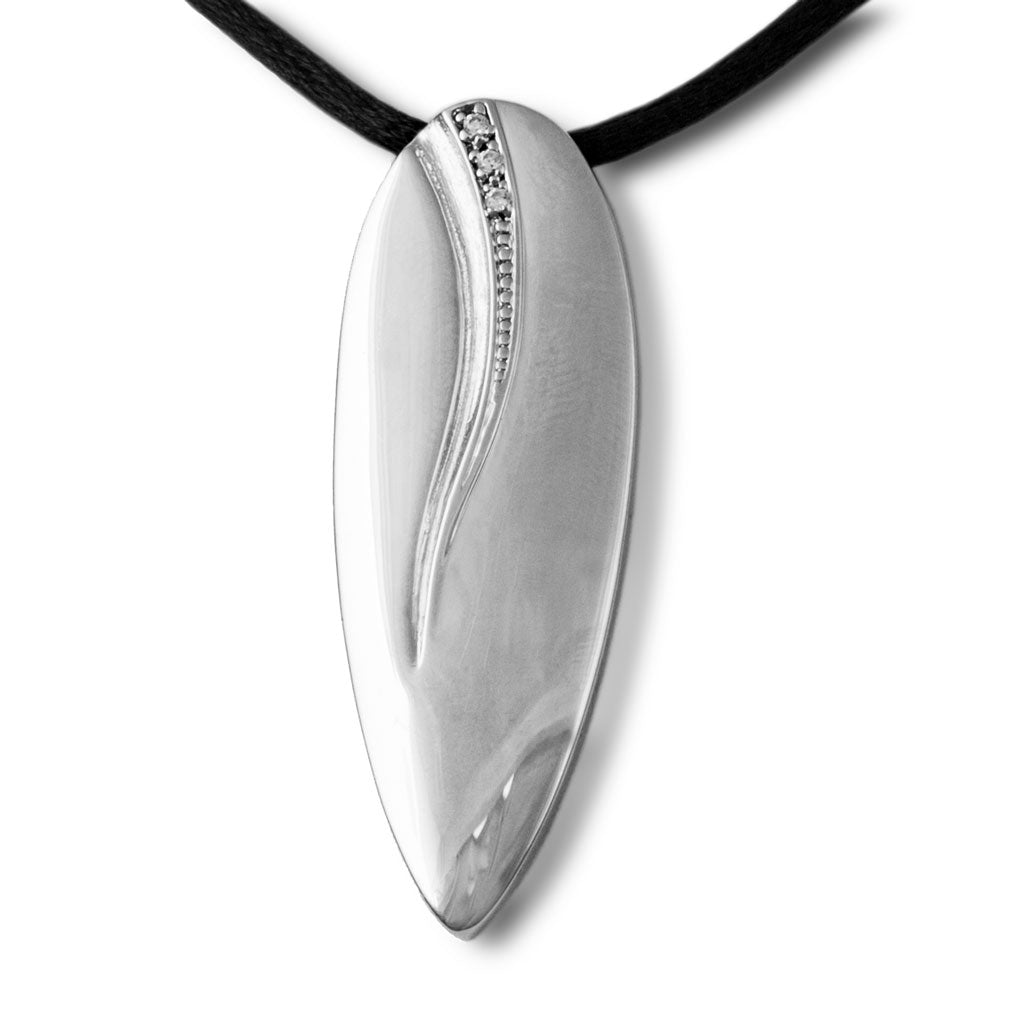 Diamond Drop Cremation Pendant - Sterling Silver