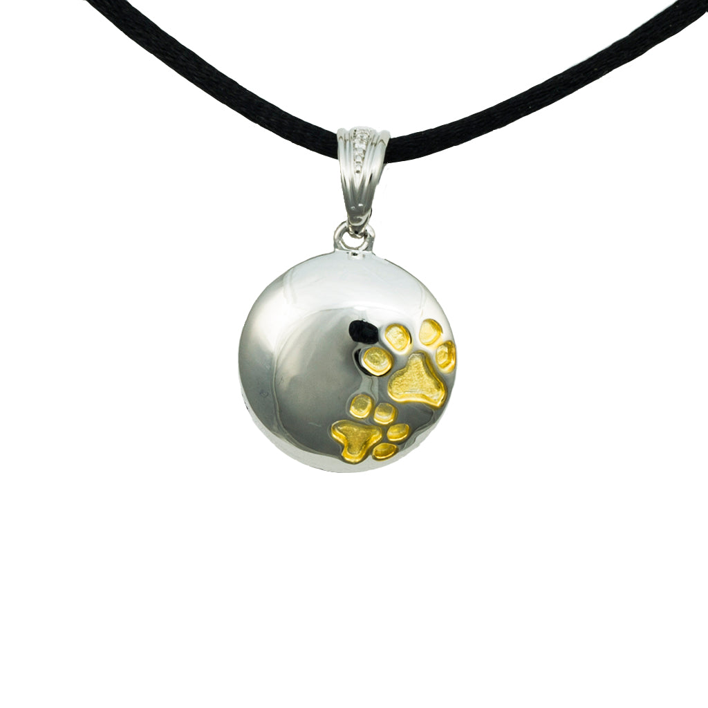 Paw Prints Cremation Pendant - Sterling Silver