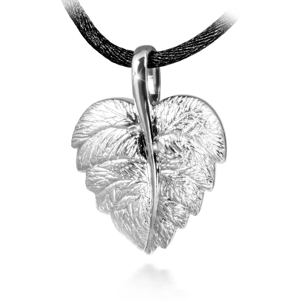 Elegant Leaf Sterling Silver Cremation Urn Necklace