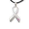 Breast Cancer Ribbon Cremation Pendant - Polished Sterling Silver