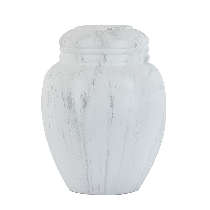 White Faux Marble Classic Cremation Urn - Large