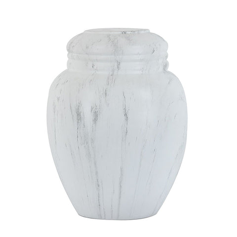 White Faux Marble Classic Cremation Urn - Large