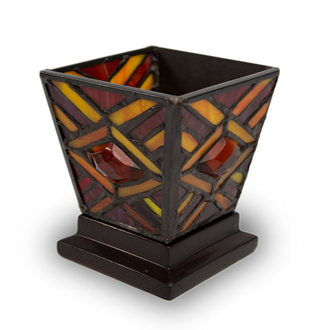 Ruby Mission Style Stained Glass Cremation Candle Keepsake