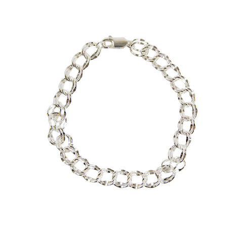 Sterling Silver Double Chain Link Bracelet for Cremation Charm