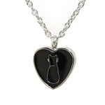 Cremation Urn Necklace for Pets - Black Cat Silhouette