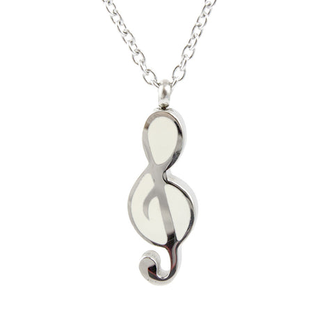 Silver Cremation Necklace - Treble Clef